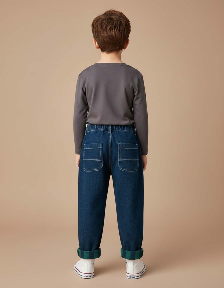Pantalon Parachute Jean Ample Rayé Enfant Décontracté - Marine - vue 2