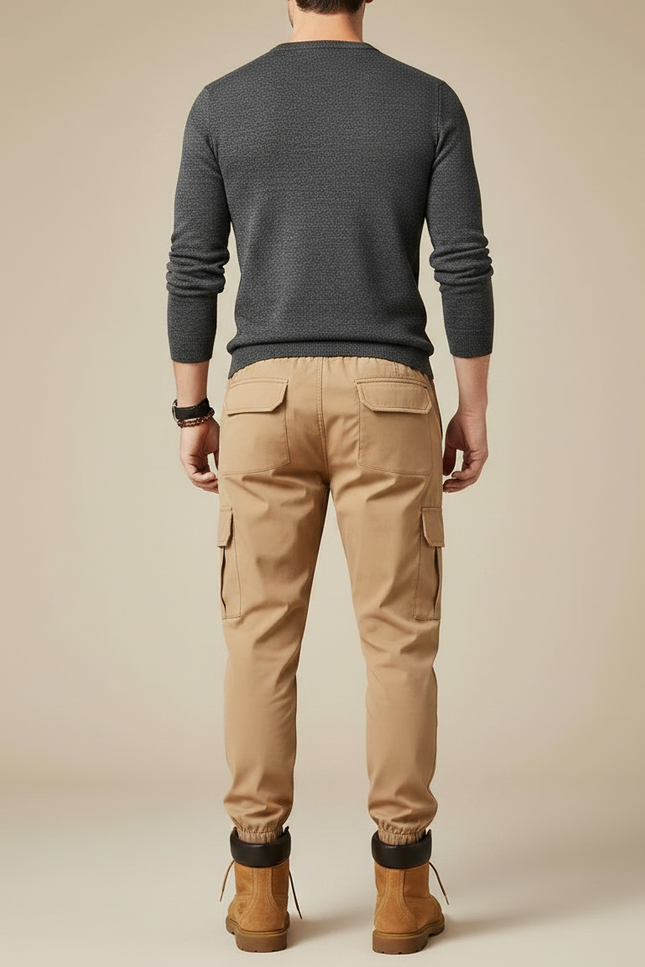 Pantalon Parachute Beige Cargo Décontracté Cordon Homme - Polyester - vue 2