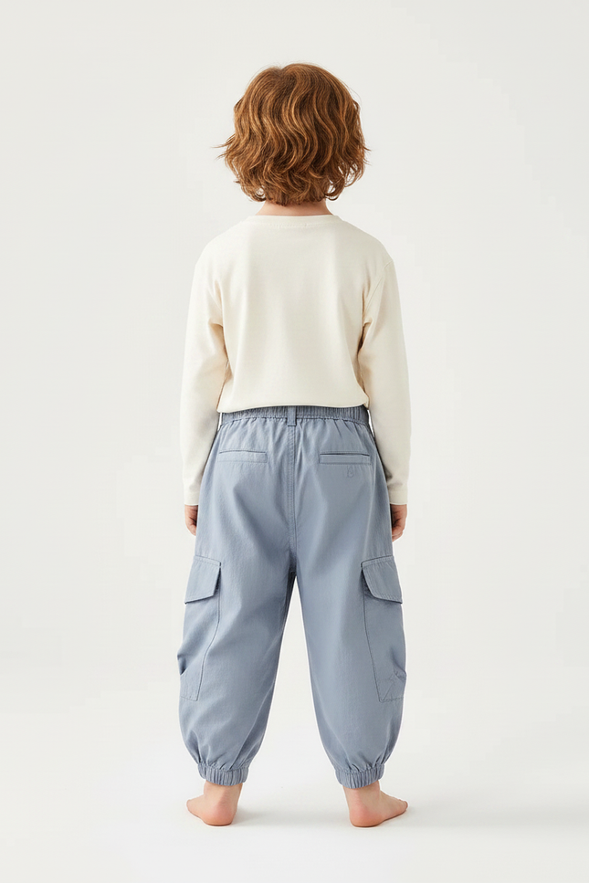 Pantalon Parachute Bleu Ciel Cargo Léger Enfant - Polyester - vue 2