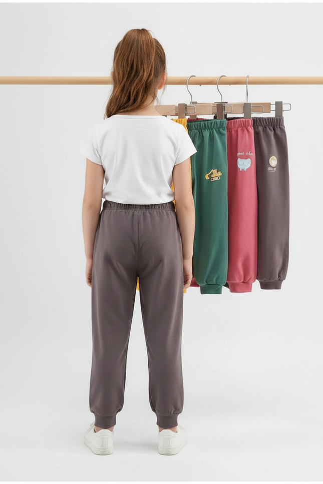 Pantalon Parachute Coton Ample Imprimé Enfant Sport - Marron Molleton - vue 2
