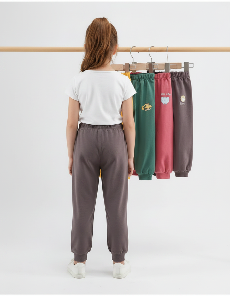 Pantalon Parachute Coton Ample Imprimé Enfant Sport - Marron Molleton - vue 2