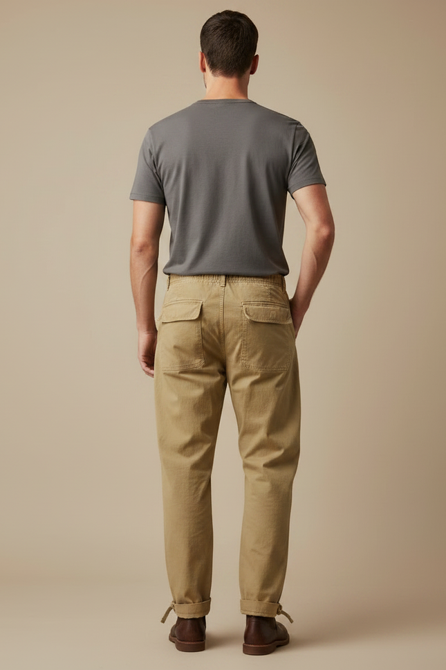 Pantalon Parachute Kaki Ample Coton Cargo Homme Décontracté - vue 2