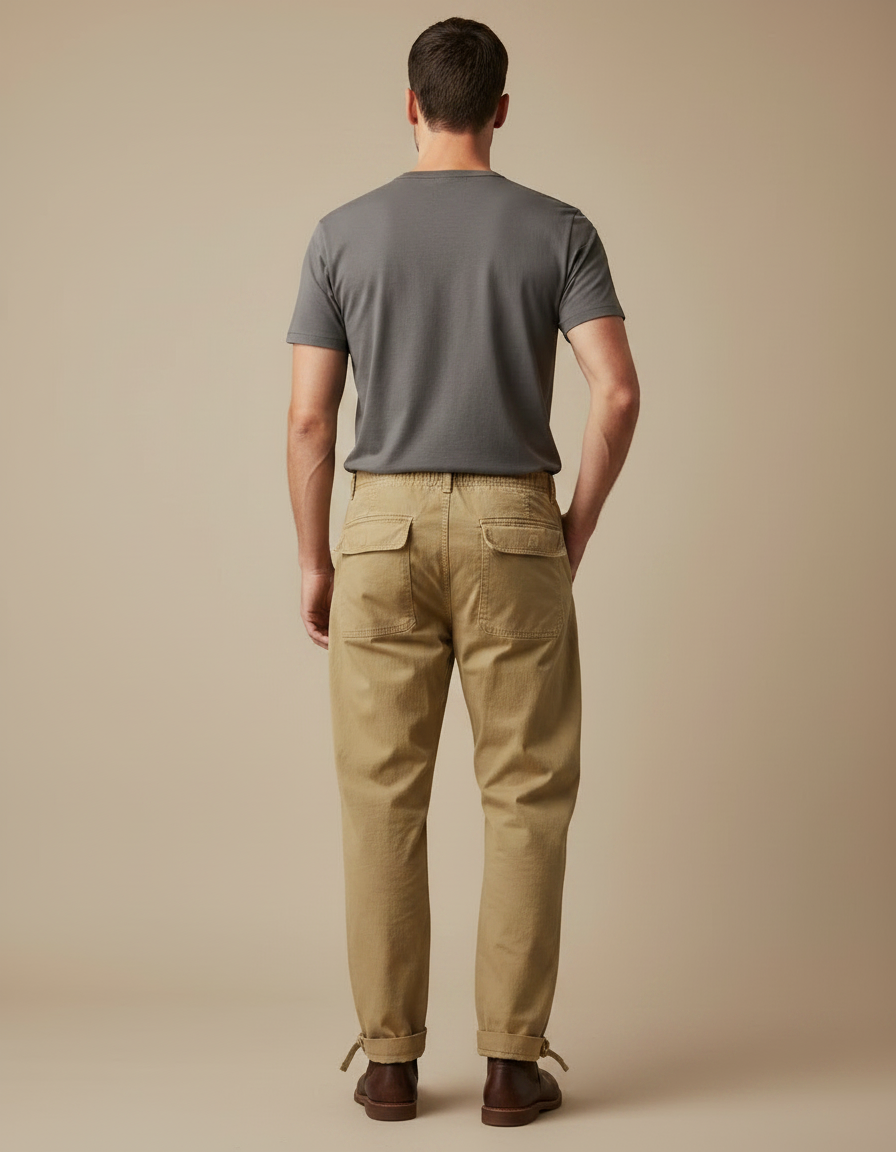 Pantalon Parachute Kaki Ample Coton Cargo Homme Décontracté - vue 2