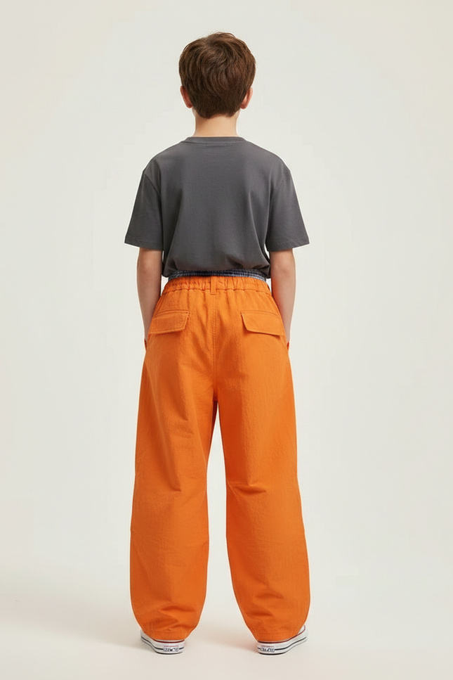 Pantalon Parachute Orange Ample Cargo Enfant - Polyester - vue 2