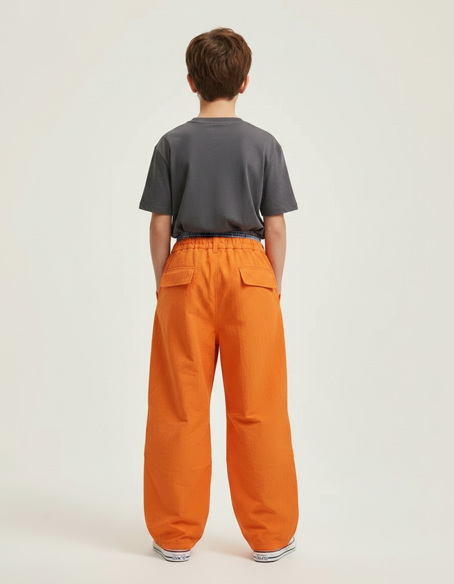 Pantalon Parachute Orange Ample Cargo Enfant - Polyester - vue 2