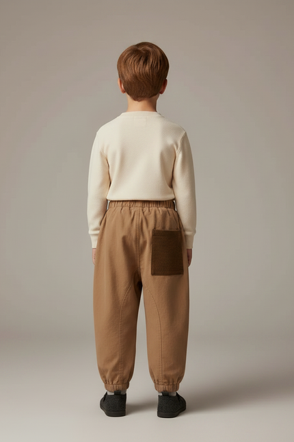 Pantalon Parachute Marron Ample Poches Garçon Décontracté - Gabardine - vue 2