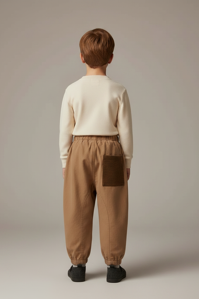 Pantalon Parachute Marron Ample Poches Garçon Décontracté - Gabardine - vue 2