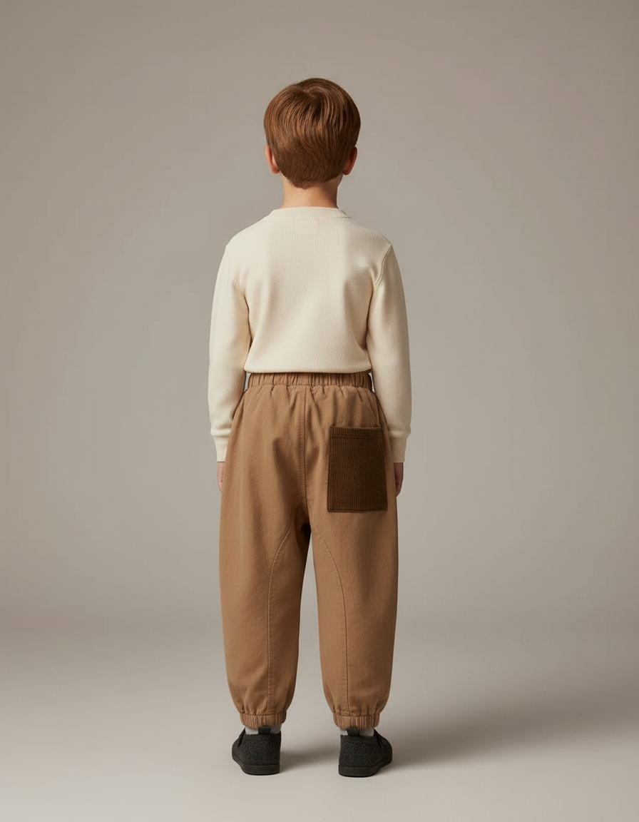 Pantalon Parachute Marron Ample Poches Garçon Décontracté - Gabardine - vue 2