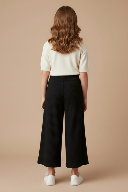 Pantalon Parachute Noir Côtelé Ample Décontracté Fille - Cordé - vue 2