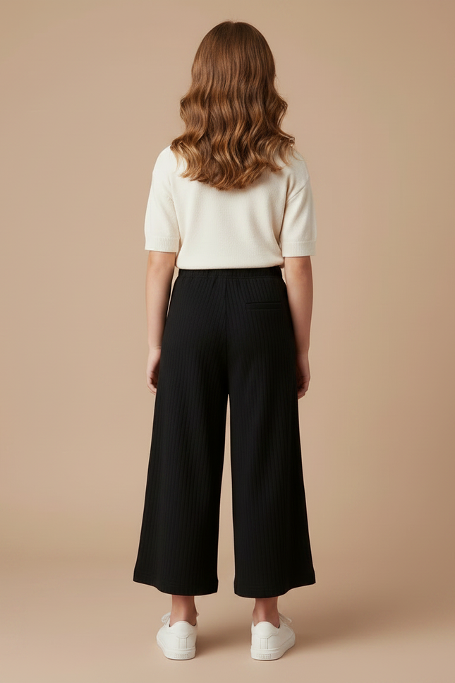 Pantalon Parachute Noir Côtelé Ample Décontracté Fille - Cordé - vue 2
