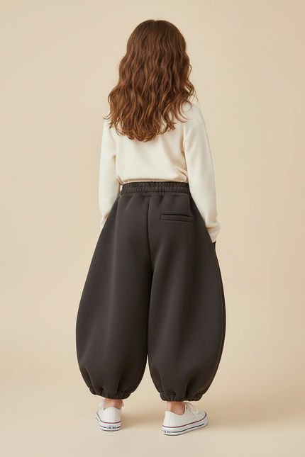 Pantalon Parachute Gris Ample Enfants Épais Hiver - Molleton - vue 2