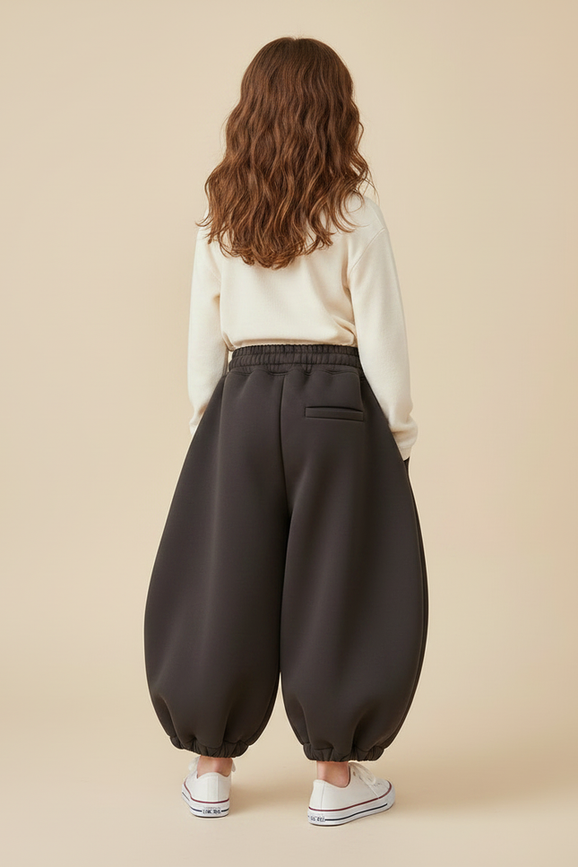 Pantalon Parachute Gris Ample Enfants Épais Hiver - Molleton - vue 2