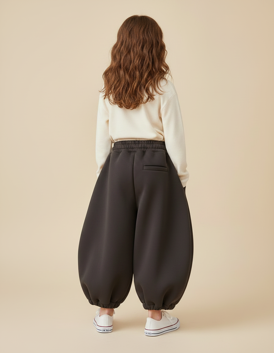 Pantalon Parachute Gris Ample Enfants Épais Hiver - Molleton - vue 2