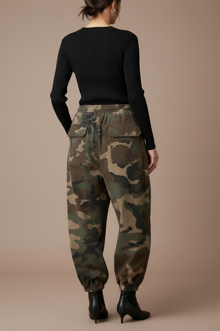 Pantalon Parachute Camouflage Ample Vintage Cargo Y2K - Multicolore Toile - vue 2