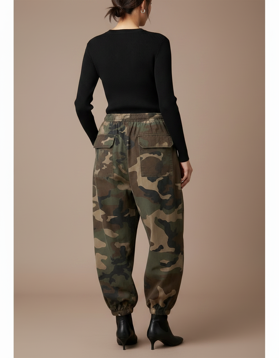 Pantalon Parachute Camouflage Ample Vintage Cargo Y2K - Multicolore Toile - vue 2