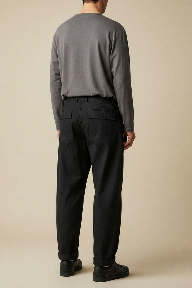 Pantalon Parachute Noir Ample Coton Cargo Homme - vue 2