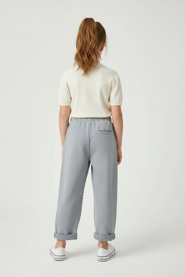 Pantalon Parachute Gris Ample Rayé Enfant Décontracté - Molleton - vue 2