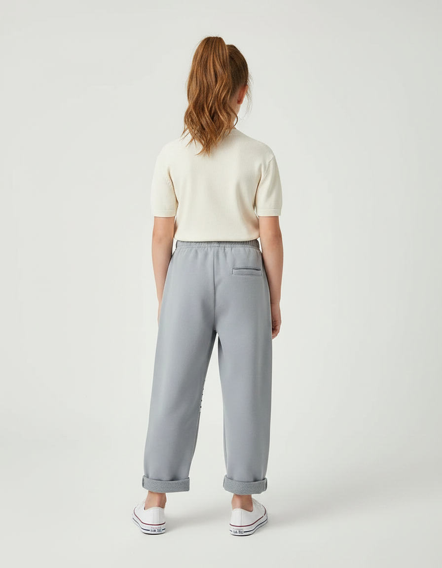 Pantalon Parachute Gris Ample Rayé Enfant Décontracté - Molleton - vue 2