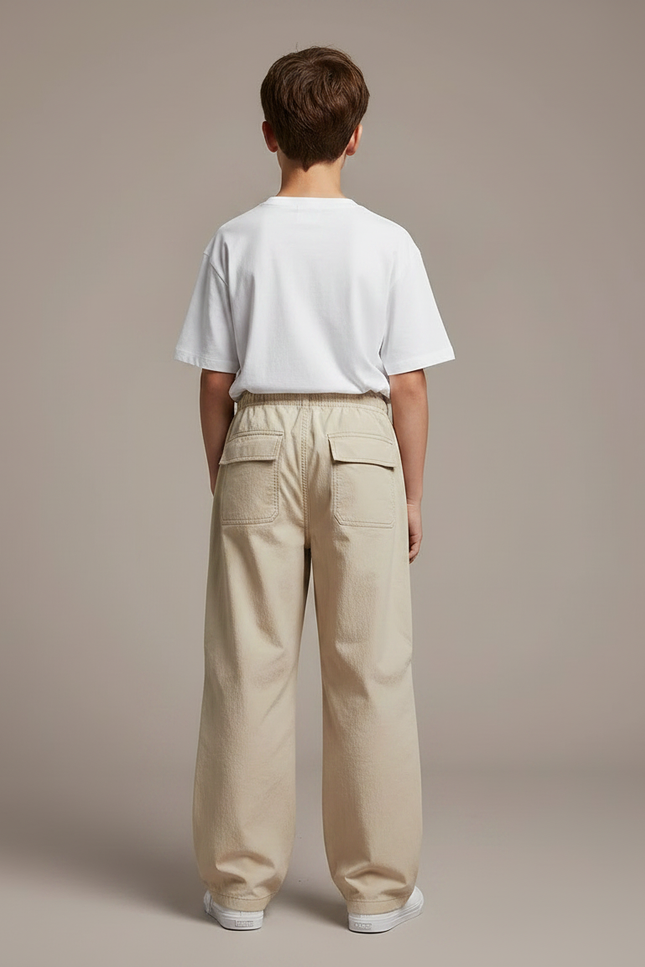 Pantalon Parachute Beige Ample Enfant Décontracté Coton - vue 2
