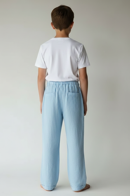 Pantalon Parachute Bleu Ciel Ample Lin Enfant - vue 2
