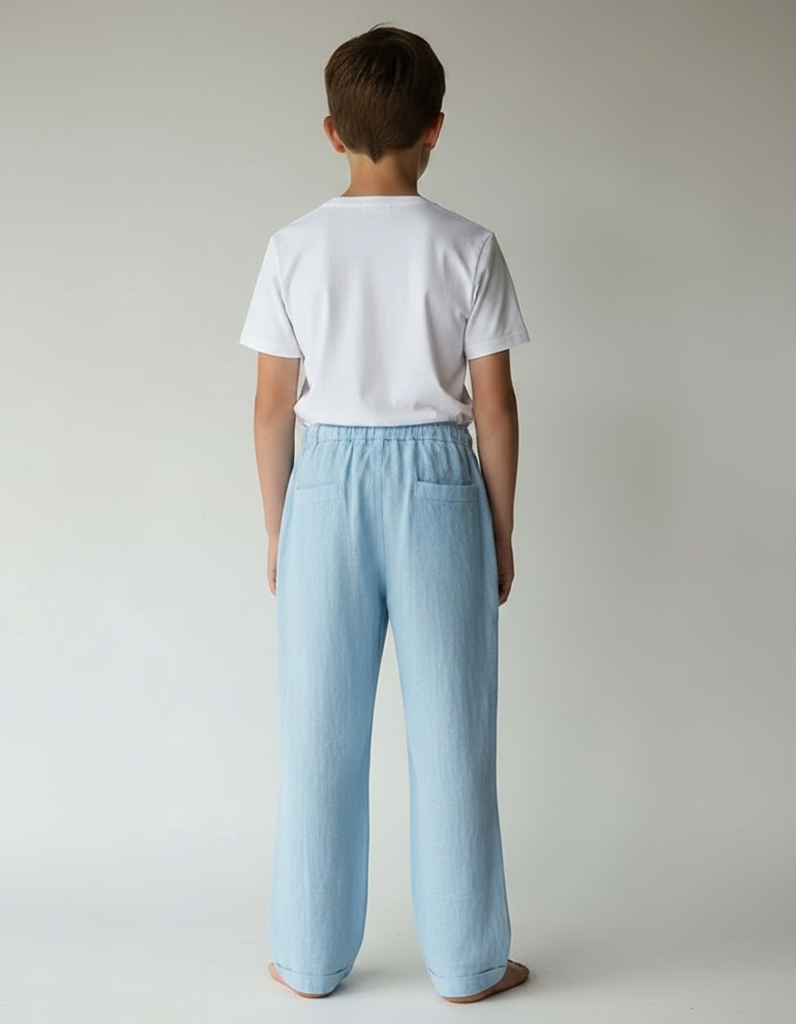 Pantalon Parachute Bleu Ciel Ample Lin Enfant - vue 2