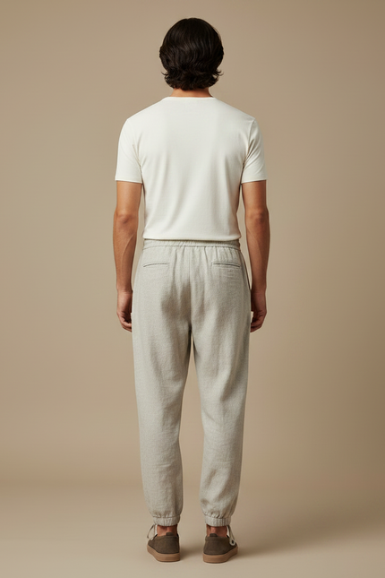 Pantalon Parachute Lin Coton Ample Décontracté Homme - Gris - vue 2