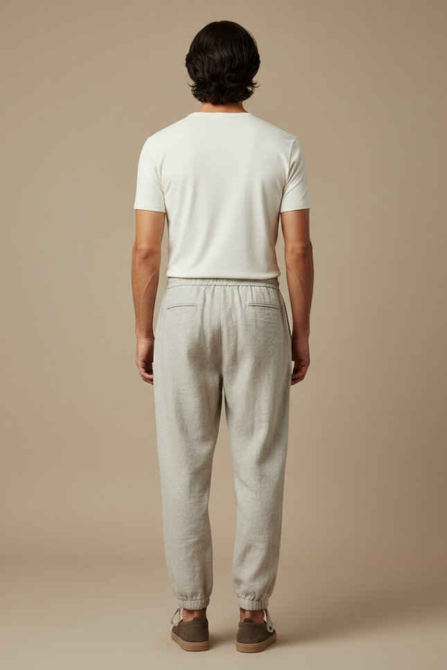Pantalon Parachute Lin Coton Ample Décontracté Homme - Gris - vue 2