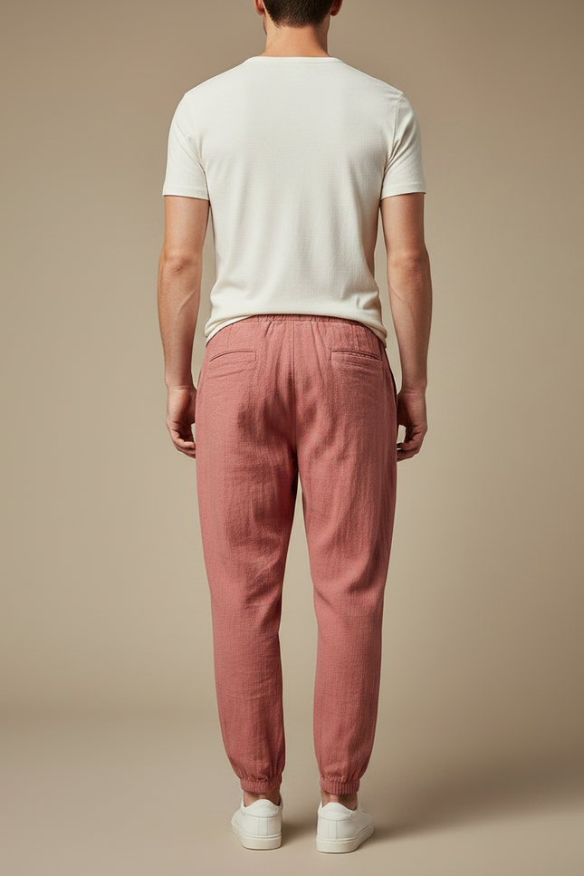 Pantalon Parachute Homme Resserré Aux Chevilles Toile Streetwear - Rose Lin - vue 2