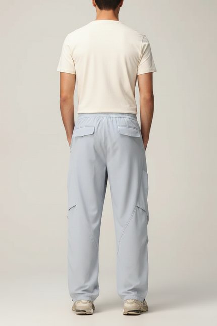 Pantalon Parachute Bleu Ciel Ample Cargo Léger Homme - Polyester - vue 2