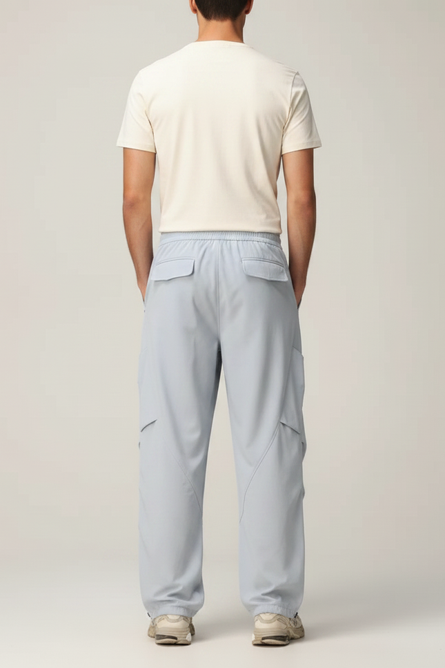 Pantalon Parachute Bleu Ciel Ample Cargo Léger Homme - Polyester - vue 2
