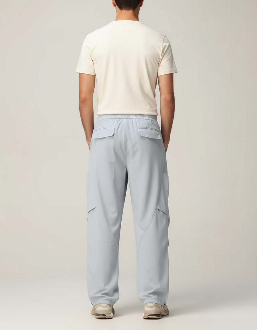 Pantalon Parachute Bleu Ciel Ample Cargo Léger Homme - Polyester - vue 2