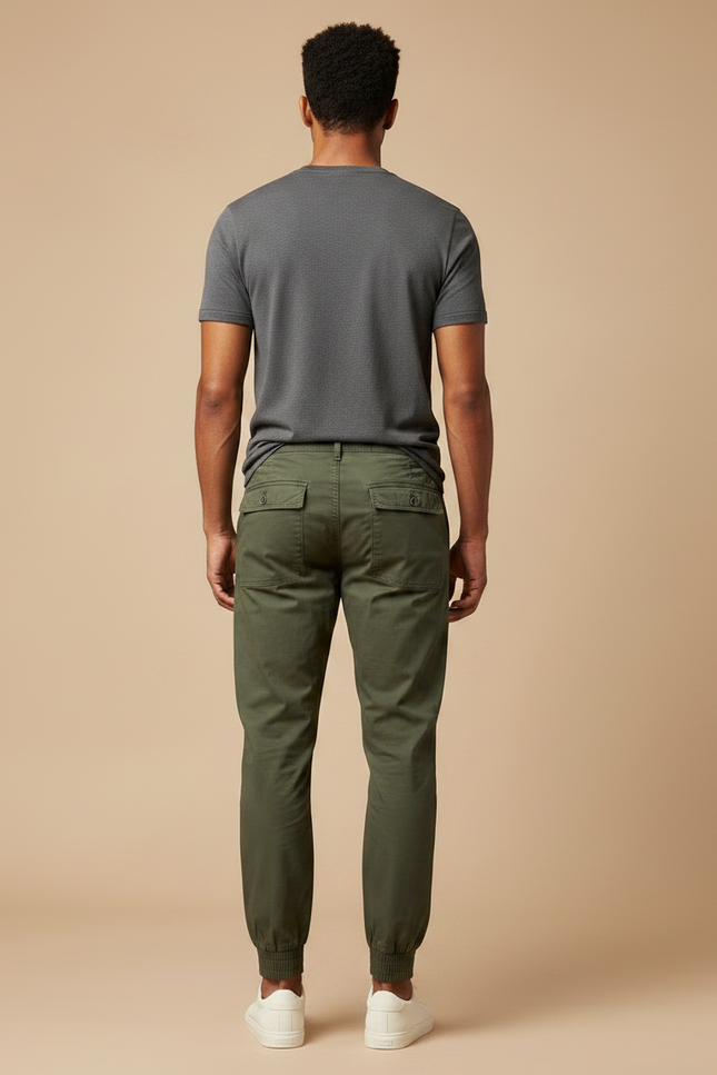 Pantalon Parachute Vert Kaki Cargo Coton Jogger Homme - vue 2
