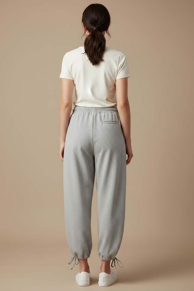Pantalon Parachute Gris Ample Cordon Chevilles Ajustables - Molleton - vue 2