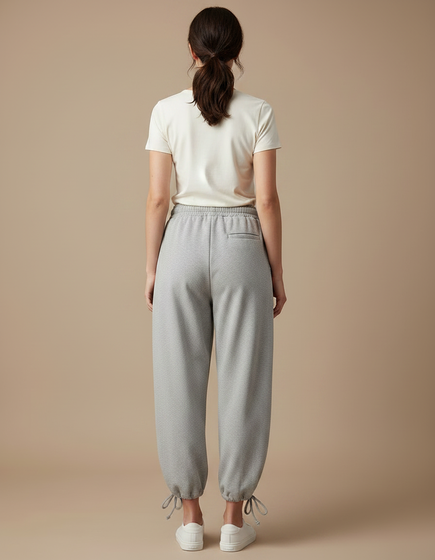 Pantalon Parachute Gris Ample Cordon Chevilles Ajustables - Molleton - vue 2