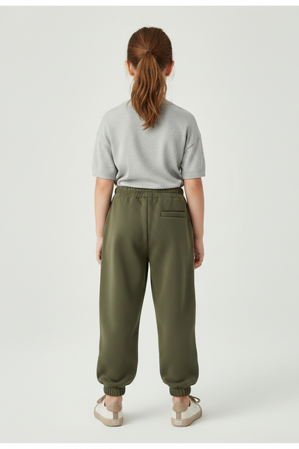 Pantalon Parachute Kaki Ample Molleton Imprimé Étoile - vue 2