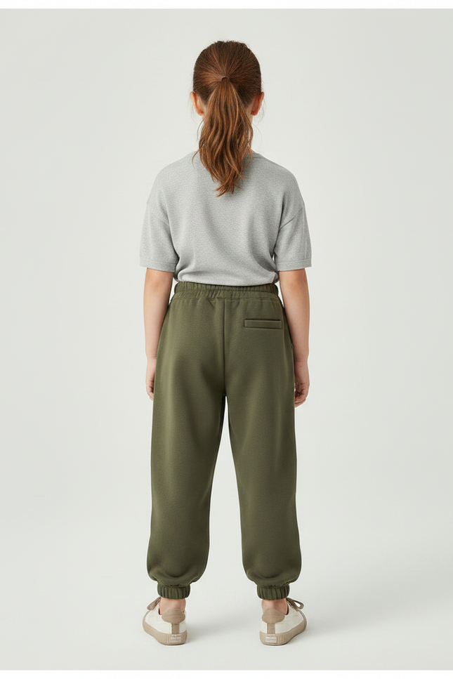 Pantalon Parachute Kaki Ample Molleton Imprimé Étoile - vue 2