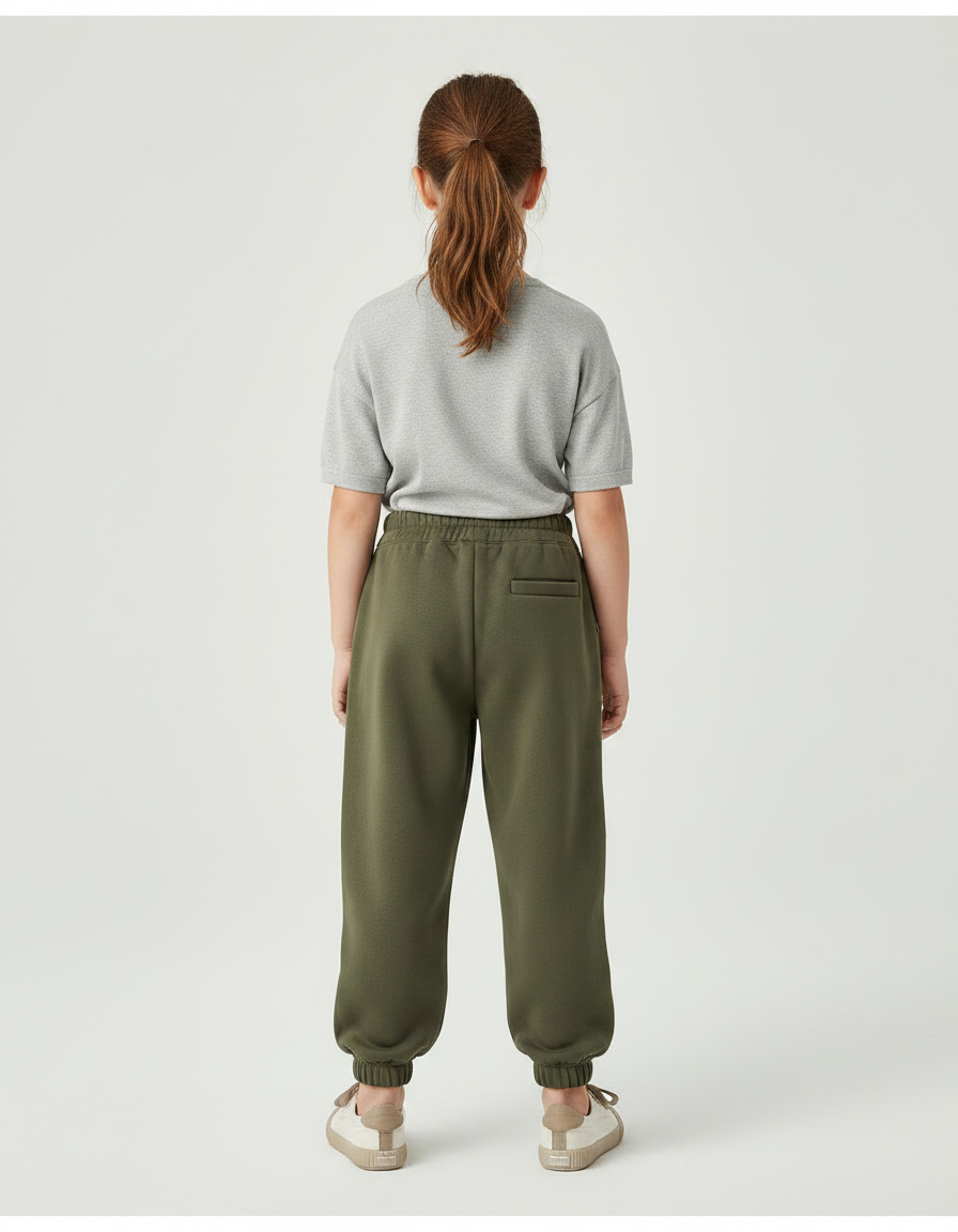 Pantalon Parachute Kaki Ample Molleton Imprimé Étoile - vue 2