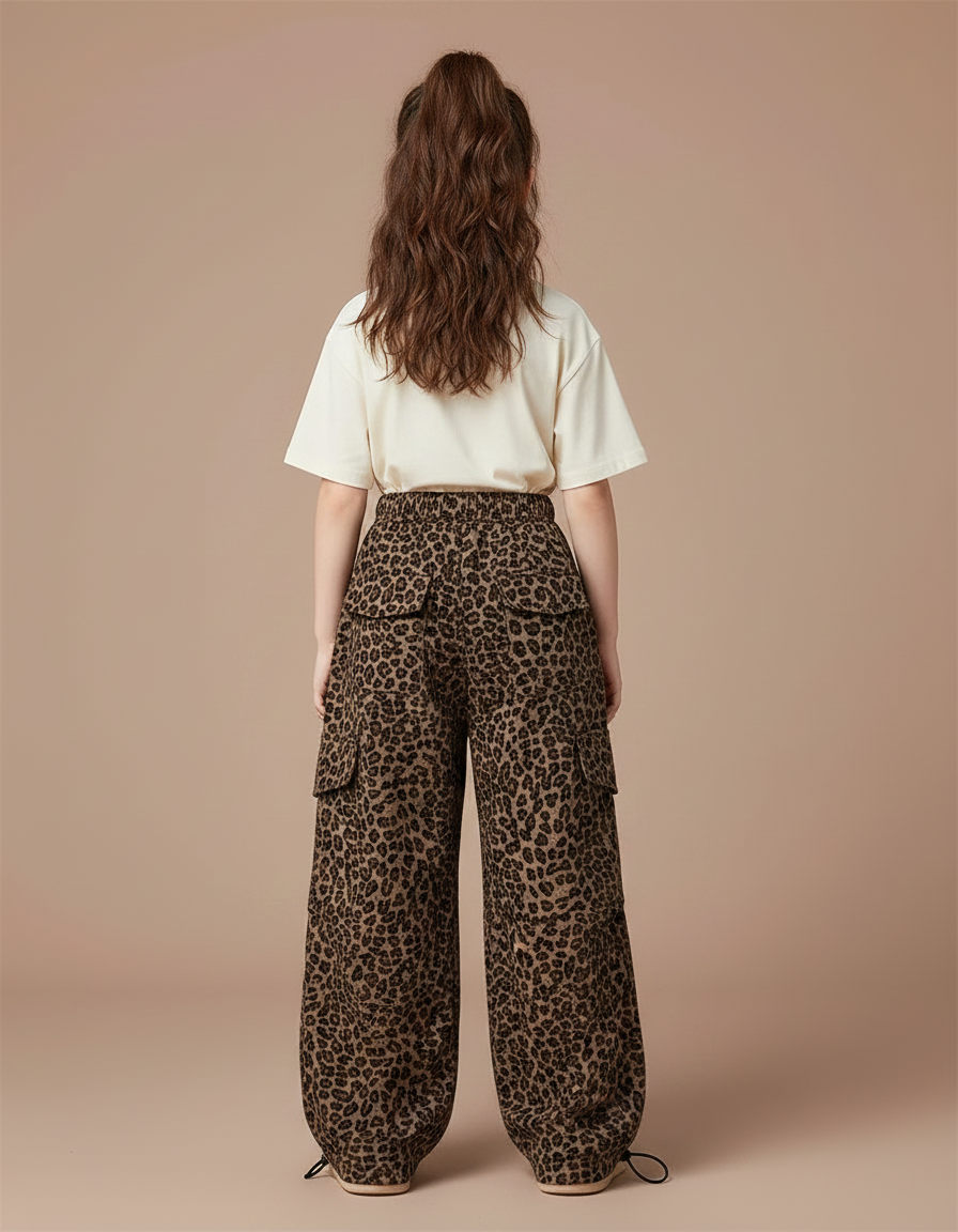 Pantalon Parachute Léopard Ample Cargo Fille - Imprimé Toile - vue 2