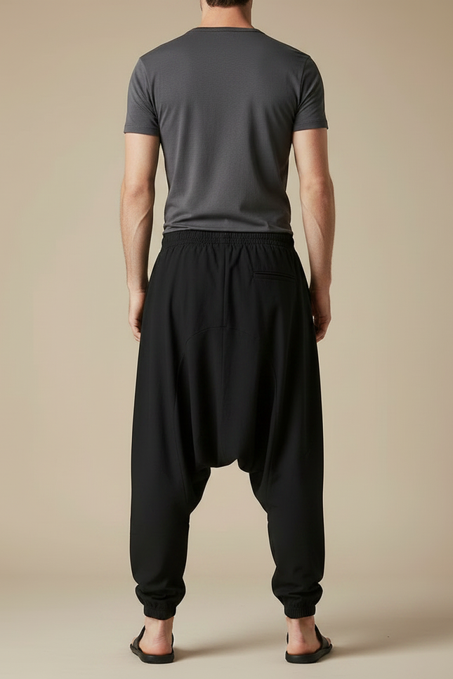 Pantalon Parachute Noir Ample Homme Décontracté - Polyester - vue 2