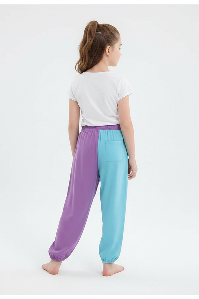 Pantalon Parachute Bicolore Ample Coton Fluide Enfant - Multicolore - vue 2