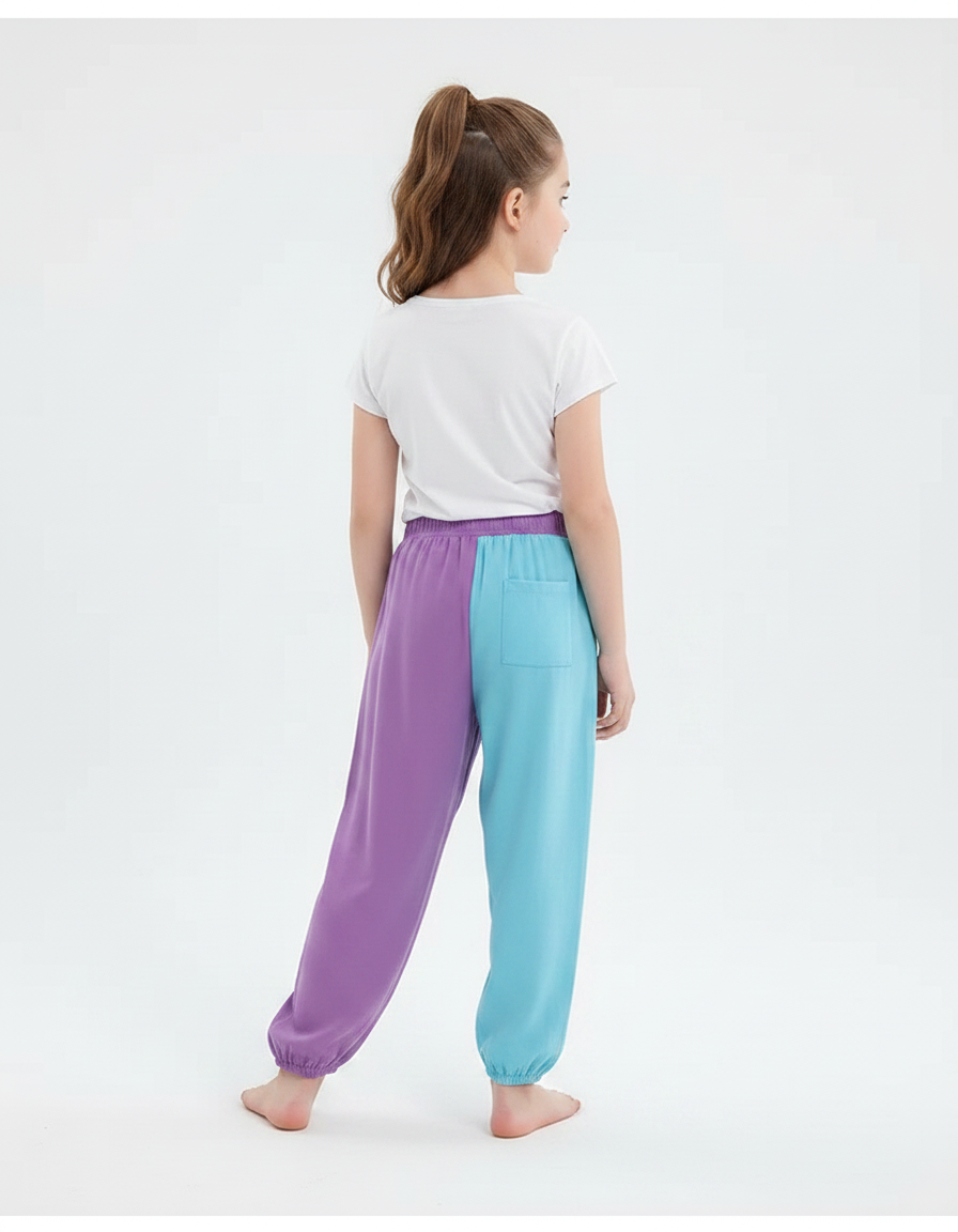 Pantalon Parachute Bicolore Ample Coton Fluide Enfant - Multicolore - vue 2
