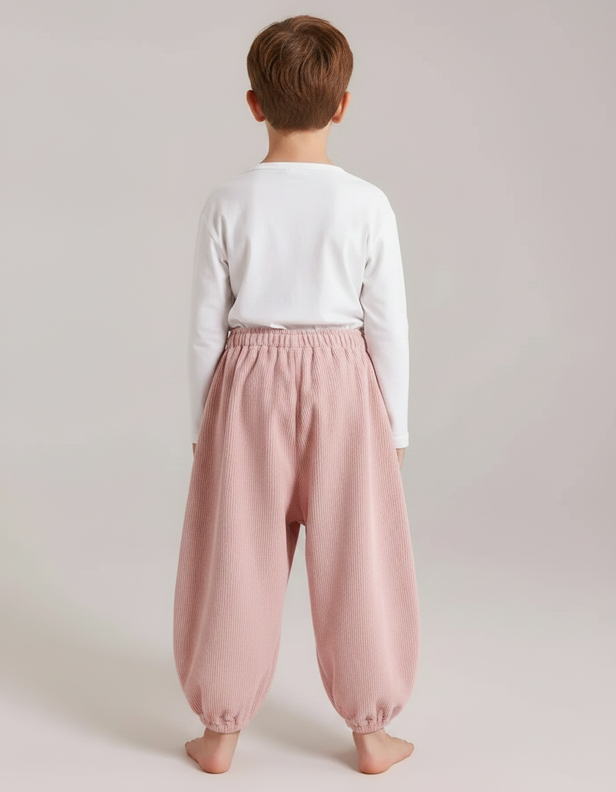 Pantalon Parachute Rose Côtelé Ample Décontracté Enfant - Cordé - vue 2