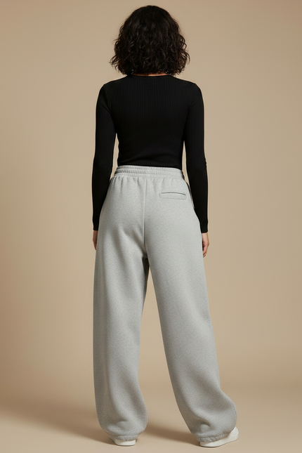 Pantalon Parachute Gris Ample Décontracté Confortable Femme - Molleton - vue 2