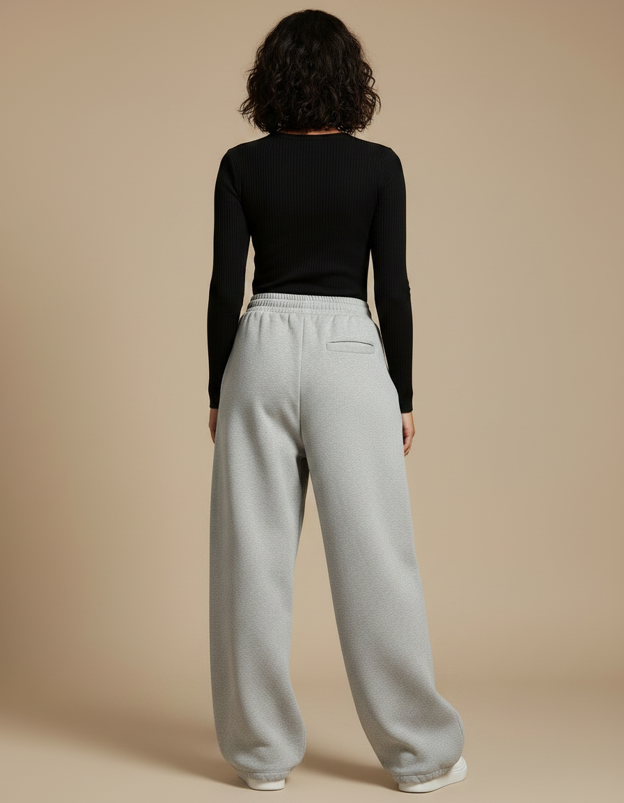 Pantalon Parachute Gris Ample Décontracté Confortable Femme - Molleton - vue 2