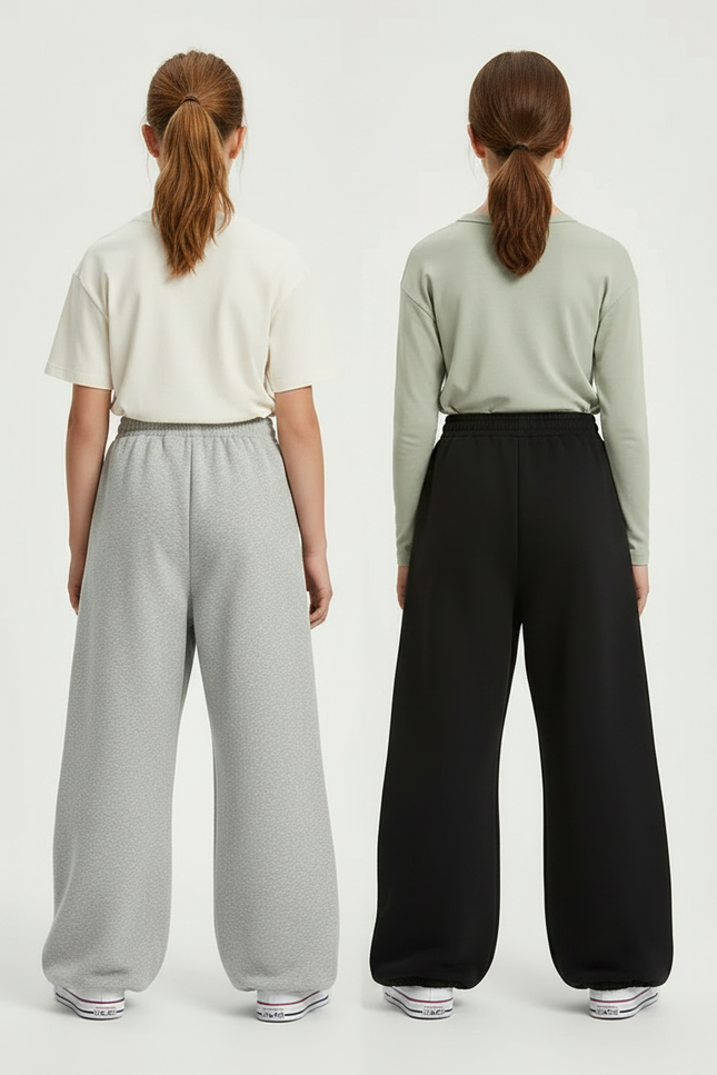 Pantalon Parachute Large Confortable Unisexe Hiver - Gris Molleton - vue 2