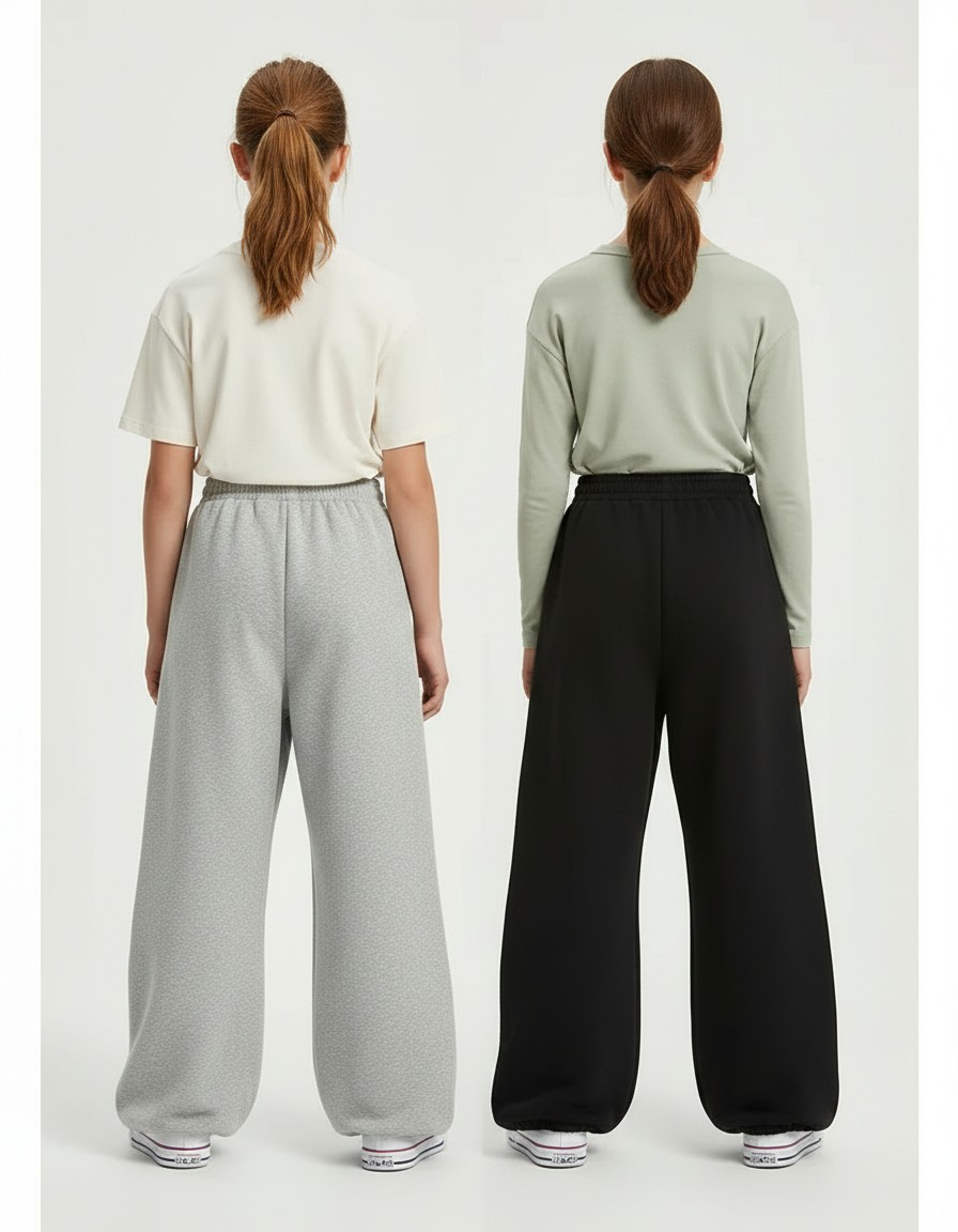 Pantalon Parachute Large Confortable Unisexe Hiver - Gris Molleton - vue 2