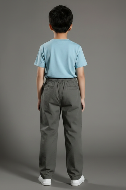 Pantalon Parachute Gris Coton Ample Confortable Enfant - vue 2