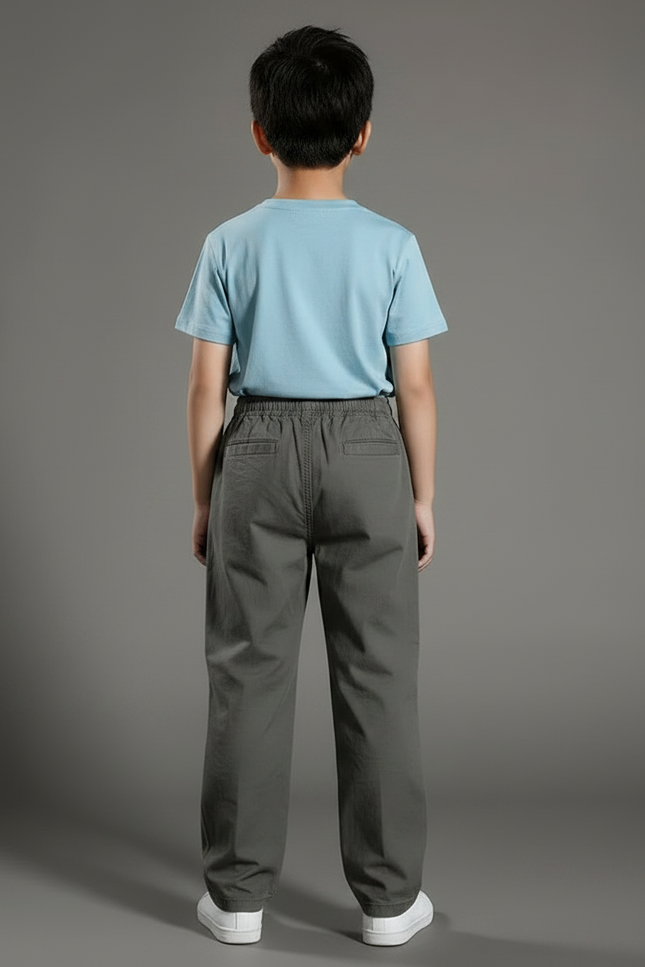 Pantalon Parachute Gris Coton Ample Confortable Enfant - vue 2