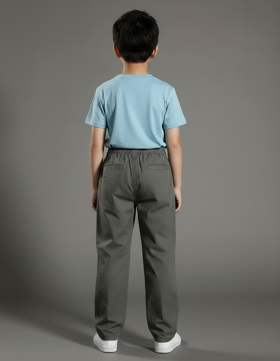 Pantalon Parachute Gris Coton Ample Confortable Enfant - vue 2