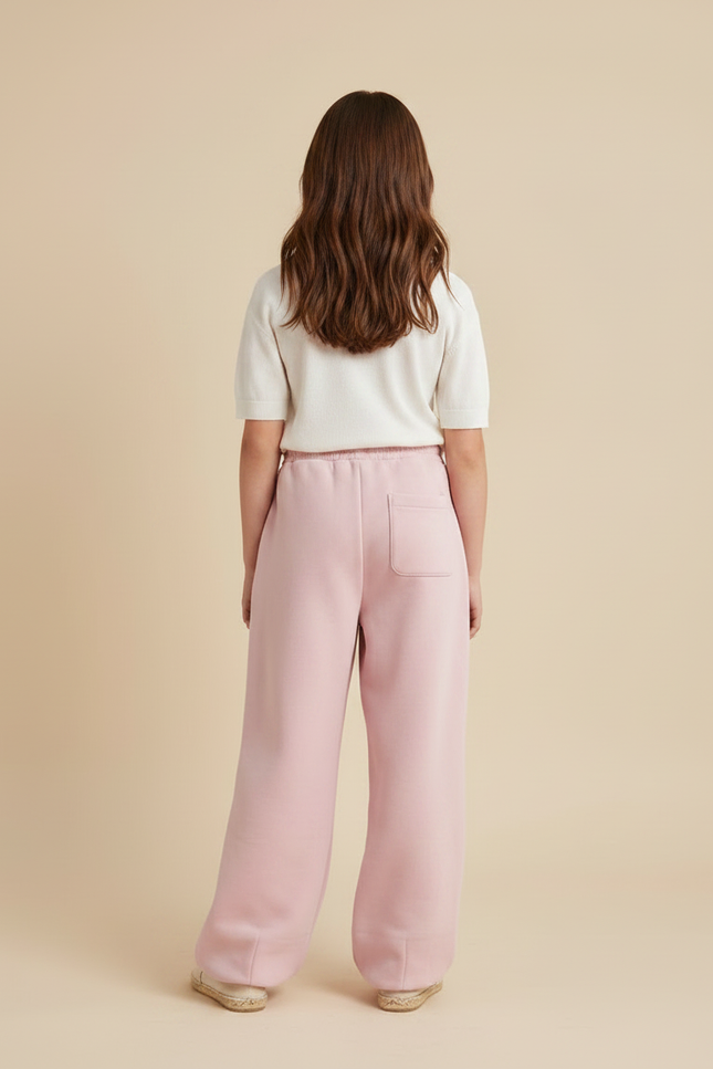 Pantalon Parachute Rose Ample Molletonné Doux Cordon - vue 2